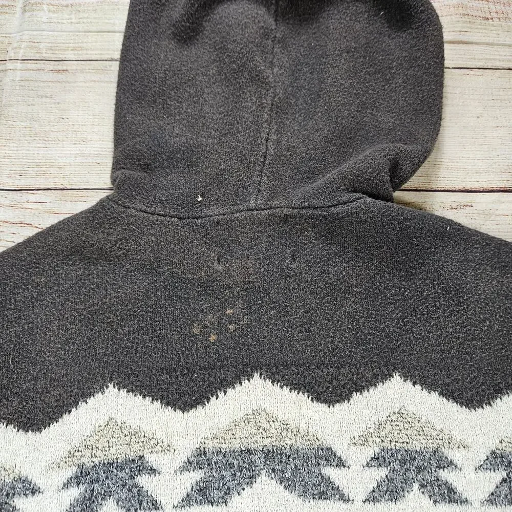 Old Navy Hoodie Men's Grey Multi L Knit Fair Isle Pullover *Discoloration